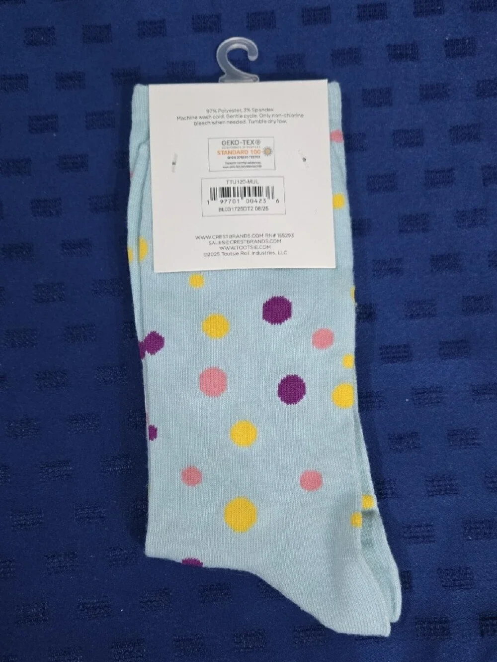 Light Blue Novelty Socks with Pink Logo